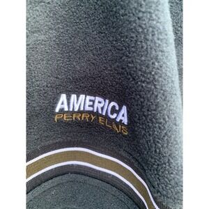Perry Ellis America Long Sleeve Pullover 1/4 Zip Black‎ Men's Sz L Ribbed Ex